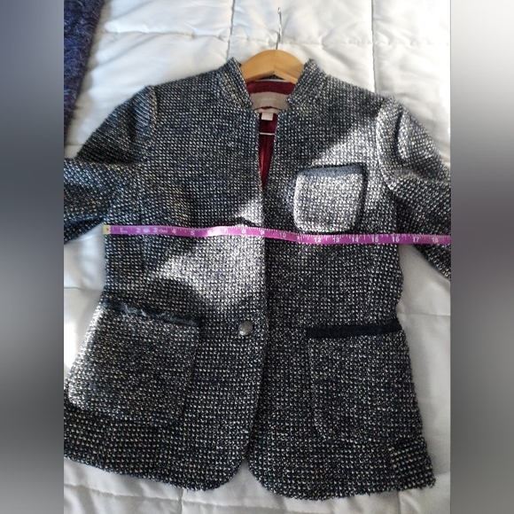 EUC Banana Republuc single button blazer in blue and white tweed, size 4 - Picture 5 of 8